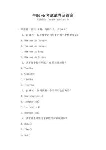 中職vb考試試卷及答案