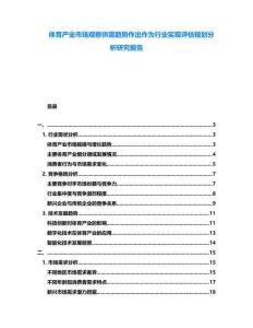 體育產業市場觀察供需趨勢作出作為行業實現評估規劃分析研究報告