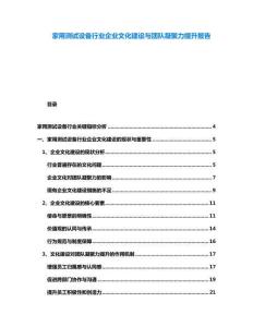 家用測試設備行業企業文化建設與團隊凝聚力提升報告