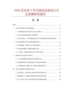 2026及未來(lái)5年中國(guó)電池測(cè)試計(jì)行業(yè)發(fā)展研究報(bào)告