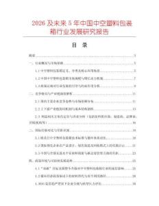 2026及未來5年中國中空塑料包裝箱行業(yè)發(fā)展研究報告