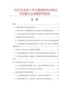 2026及未來5年中國渦輪傳動角式節流閥行業發展研究報告