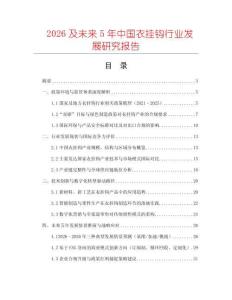 2026及未來5年中國衣掛鉤行業發展研究報告