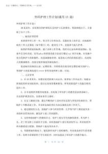 2025年外科護理工作計劃(真題15篇)