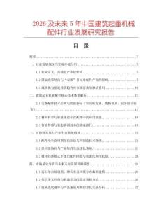 2026及未來5年中國建筑起重機械配件行業發展研究報告