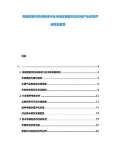 高精度數控機床制造行業市場發展現狀及機械產業投資評估規劃報告