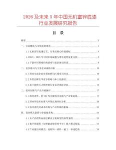 2026及未來(lái)5年中國(guó)無(wú)機(jī)富鋅底漆行業(yè)發(fā)展研究報(bào)告