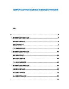 智慧電網行業市場供需分析及投資評估規劃分析研究報告