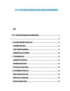 2025醫(yī)療美容儀器設(shè)備市場增長預(yù)測與投資策略報(bào)告