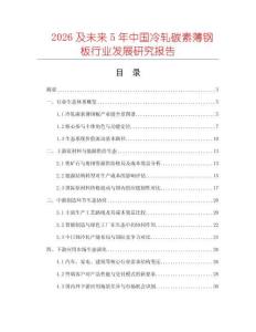 2026及未來5年中國冷軋碳素薄鋼板行業發展研究報告