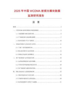 2025年中國WCDMA射頻光模塊數(shù)據(jù)監(jiān)測研究報告