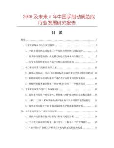 2026及未來5年中國手制動閥總成行業(yè)發(fā)展研究報(bào)告