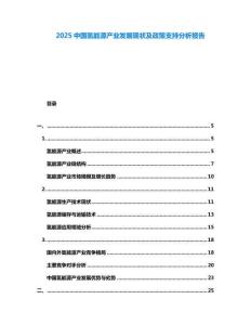 2025中國(guó)氫能源產(chǎn)業(yè)發(fā)展現(xiàn)狀及政策支持分析報(bào)告