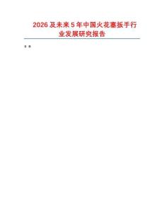 2026及未來5年中國火花塞扳手行業發展研究報告