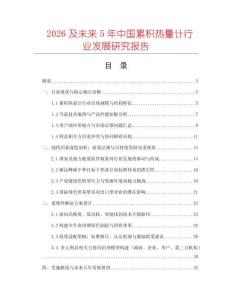 2026及未來5年中國累積熱量計行業發展研究報告