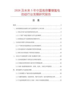 2026及未來(lái)5年中國(guó)高容量鎳氫電池組行業(yè)發(fā)展研究報(bào)告