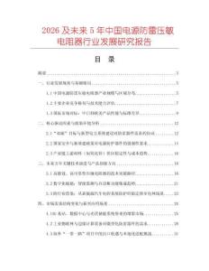 2026及未來5年中國電源防雷壓敏電阻器行業發展研究報告