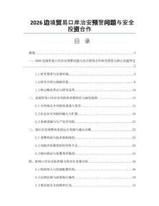 2026邊境貿(mào)易口岸治安預(yù)警問題與安全投資合作