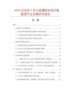 2026及未來5年中國薄層彩色環(huán)氧路面行業(yè)發(fā)展研究報告