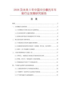 2026及未來5年中國中沙摩托車車架行業發展研究報告