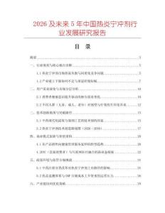 2026及未來5年中國熱炎寧沖劑行業(yè)發(fā)展研究報告