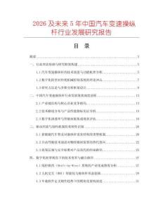 2026及未來5年中國汽車變速操縱桿行業(yè)發(fā)展研究報告
