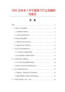 2026及未來5年中國菜刀行業(yè)發(fā)展研究報告