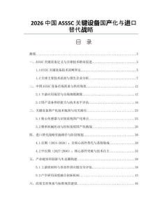 2026中國ASSSC關(guān)鍵設(shè)備國產(chǎn)化與進(jìn)口替代戰(zhàn)略