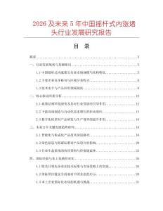 2026及未來5年中國搖桿式內(nèi)漲堵頭行業(yè)發(fā)展研究報(bào)告