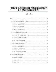 2026金屬新材料行業(yè)市場(chǎng)發(fā)展現(xiàn)狀分析及投資方向與發(fā)展規(guī)劃