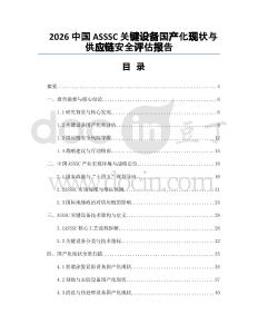 2026中國ASSSC關鍵設備國產化現(xiàn)狀與供應鏈安全評估報告