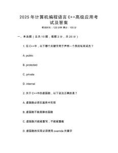 2025年計(jì)算機(jī)編程語言C++高級(jí)應(yīng)用考試及答案