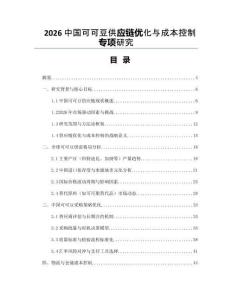 2026中國可可豆供應鏈優化與成本控制專項研究