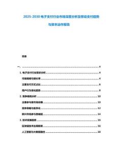 2025-2030電子支付行業(yè)市場深度分析及移動支付趨勢與資本運作報告