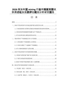 2026保加利亞mining行業(yè)市場發(fā)展現(xiàn)狀供需討論及投資評估規(guī)劃分析研究報告