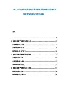 2025-2030東亞跨境電子商務行業市場發展趨勢分析及投資評估規劃分析研究報告
