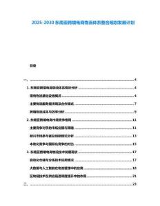 2025-2030東南亞跨境電商物流體系整合規劃發展計劃