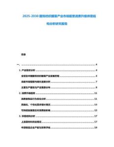 2025-2030服飾紡織服裝產業市場前景消費升級供需結構分析研究報告