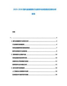 2025-2030國內金融服務行業數字化轉型模式創新分析報告