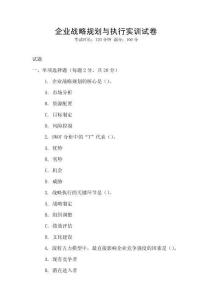 企業戰略規劃與執行實訓試卷