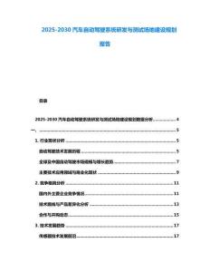 2025-2030汽車自動(dòng)駕駛系統(tǒng)研發(fā)與測(cè)試場(chǎng)地建設(shè)規(guī)劃報(bào)告