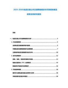 2025-2030軌道交通公共交通網絡規劃與可持續發展及政策支持研究報告