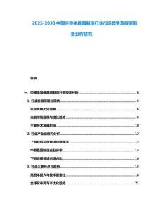 2025-2030中國半導體晶圓制造行業市場競爭及投資前景分析研究