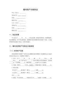 婚內財產分割協議