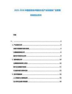 2025-2030中國信息技術服務外包產業創意推廣及管理機制優化學術