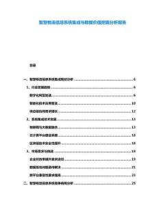 智慧物流信息系統集成與數據價值挖掘分析報告