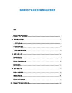 氫能源汽車產業鏈布局與政策扶持研究報告