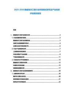2025-2030挪威海洋工程行業供需模式研究及產業投資評估規劃報告
