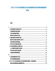 2025-2030軟件服務行業市場規模與技術創新戰略發展研究