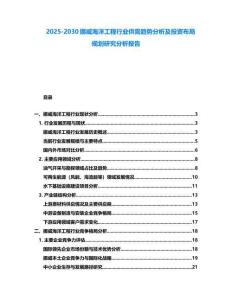 2025-2030挪威海洋工程行業供需趨勢分析及投資布局規劃研究分析報告